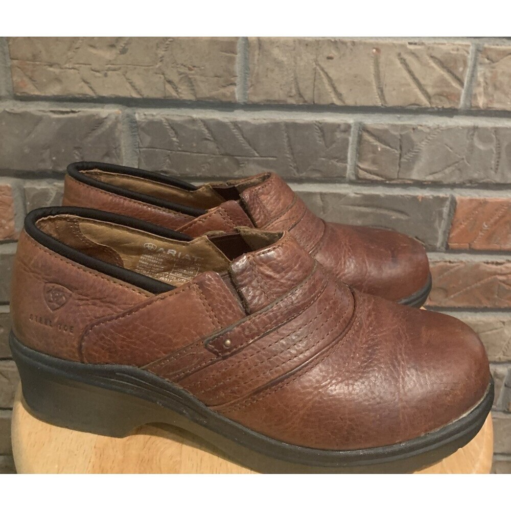 Ariat Women’s Steel Toe Brown Leather Clog W/ Heel Size 9B